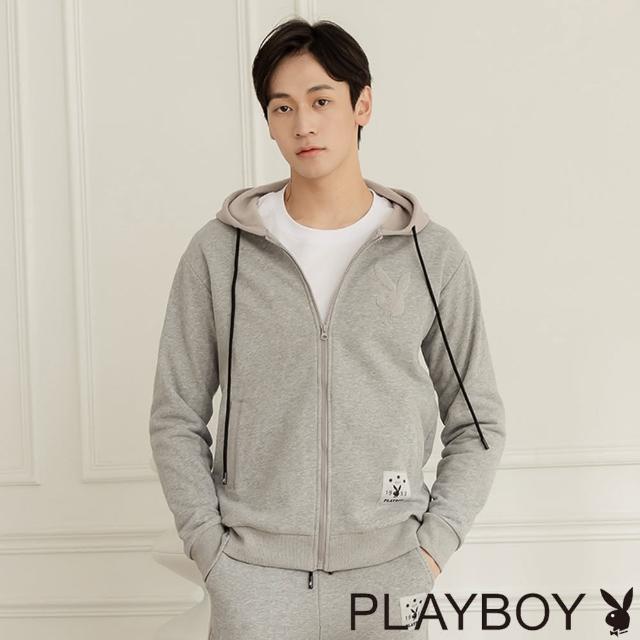 【PLAYBOY】內刷毛貼布繡衛衣外套(灰色)