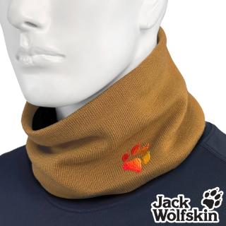 【Jack wolfskin 飛狼】彩色LOGO針織保暖圍脖 圍巾 頭帶(焦糖棕)