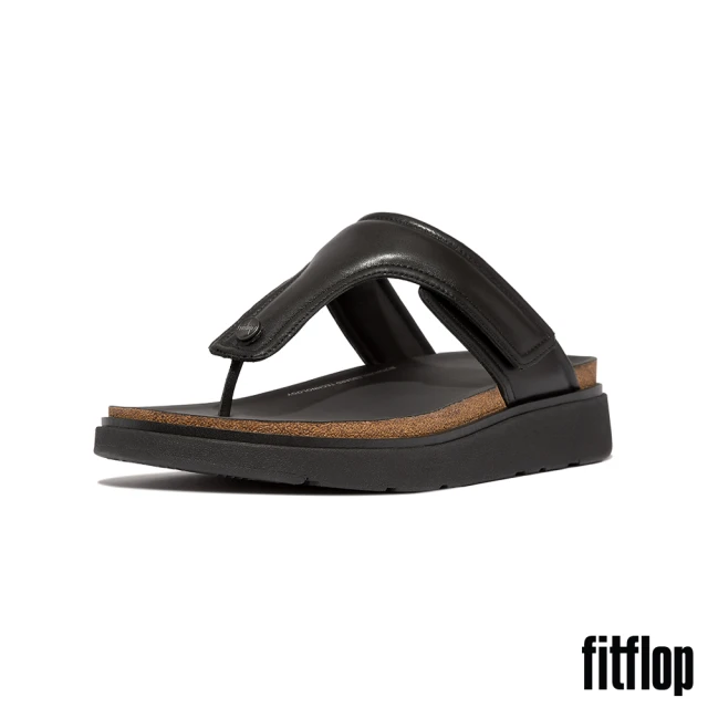 FitFlop GEN-FF MENS可調式軟墊皮革夾腳涼鞋-男(黑色)