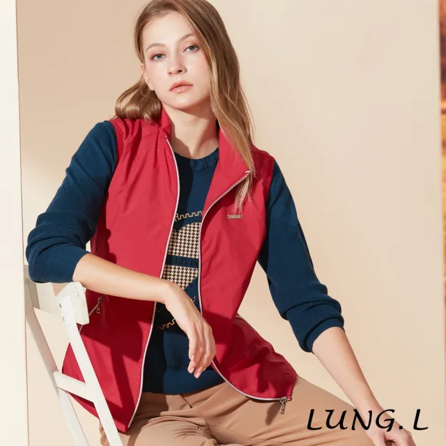 【LUNG.L 林佳樺】LQ20D紅色修身女裝背心(秋冬新品 加大尺碼)