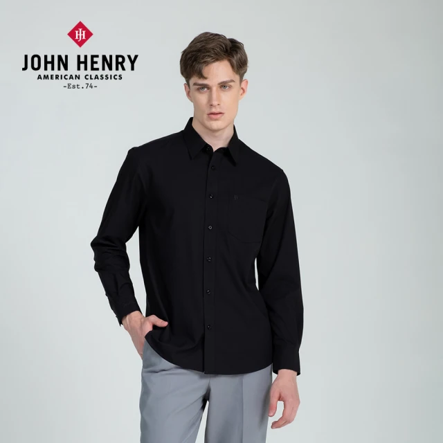 JOHN HENRY 經典商務長袖襯衫-黑色