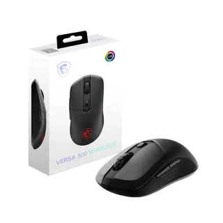 【MSI 微星】VERSA 300 W 超輕量無線電競滑鼠-60克/ 三模連線/ MAX8000DPI/ 苓紋防滑側握