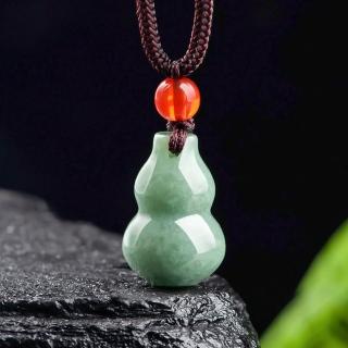 【Paiya 派亞】翡翠A貨葫蘆吊墜豆綠玉石玉墜豆種掛件(送禮好物/交換禮物)