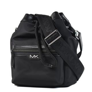 【Michael Kors】LAUTNER 男款 高密度尼龍束口斜背水桶包-黑色/迷你款