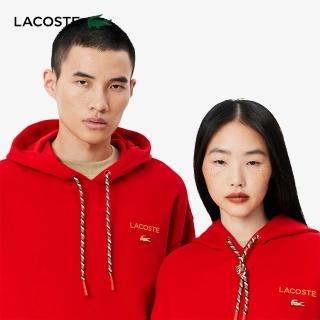 【LACOSTE】中性款-Chinese新年寬鬆印花帽T(新年紅)