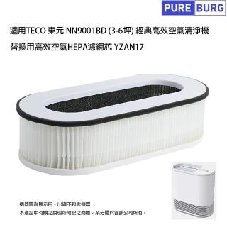 【PUREBURG】適用Teco 東元 NN9001BD 經典高效空氣清淨機 副廠替換用HEPA活性碳濾網