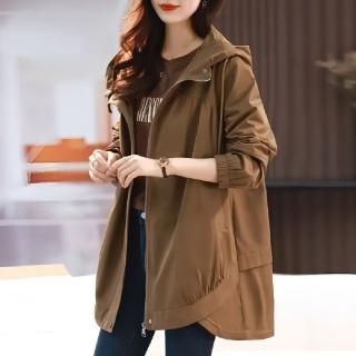 【LANNI 藍尼】★大碼寬鬆連帽風衣外套(秋冬/連帽外套/女外套/百搭)