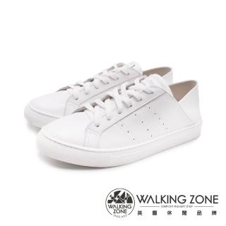 【WALKING ZONE】女 經典綁帶平底小白鞋 休閒鞋 女鞋(白)
