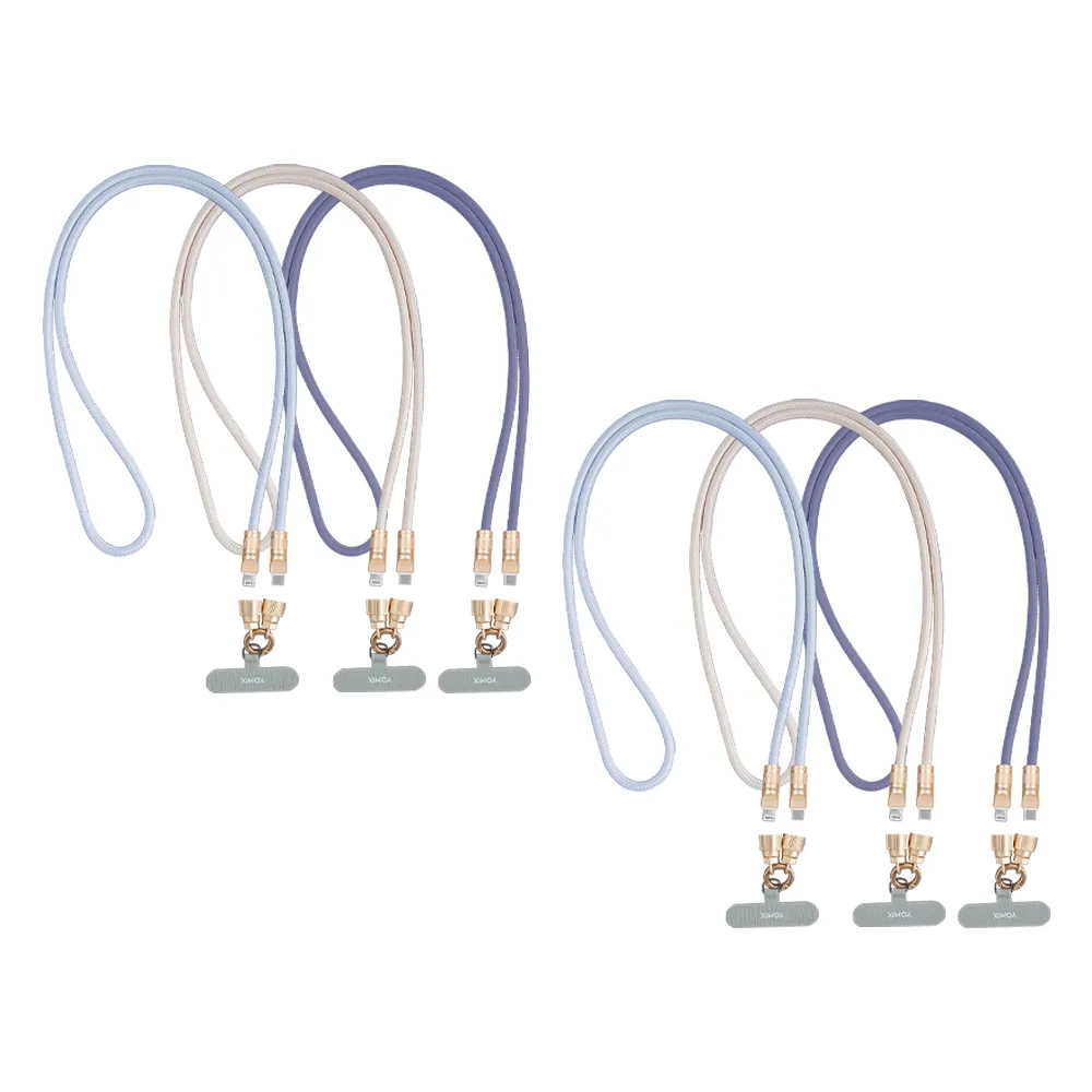 2入組【YOMIX 優迷】斜背手機掛繩充電傳輸線1.2M(Type/Lightning/附夾片/支援快充)