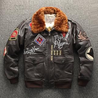 【米蘭精品】現貨+預購 真皮皮衣機車夾克(牛皮彩繪刺繡加棉男外套74jo12)