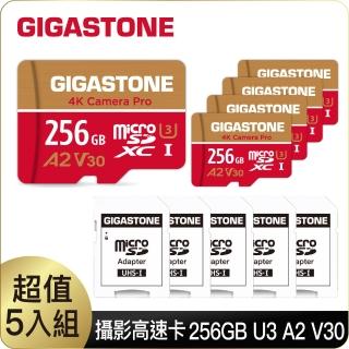 【Gigastone 立達國際】5入組 4K Camera Pro microSDXC UHS-Ⅰ U3 A2V30 256GB攝影高速記憶卡(GoPro/DJI)