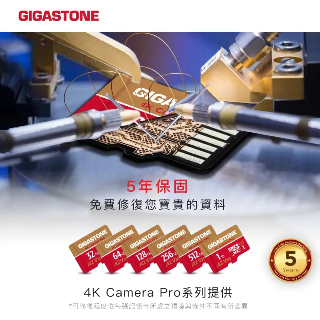 【GIGASTONE 立達】4K Camera Pro microSDXC UHS-Ⅰ U3 A2V30 256GB攝影高速記憶卡-5入組(GoPro/DJI)