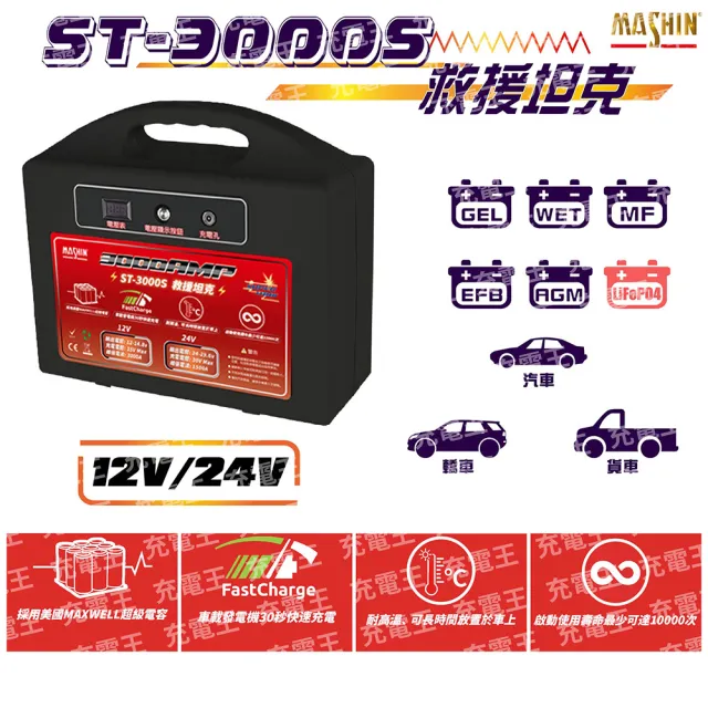 【麻新電子】ST-3000S 救援坦克 12V/24V 超級電容啟動器(ST-3000S)