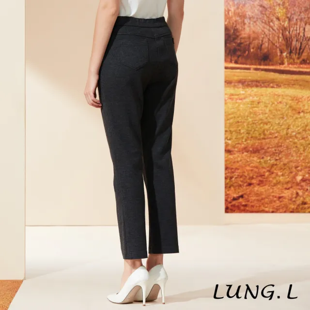 【LUNG.L 林佳樺】LQ95E鐵灰色石墨烯保暖彈性女裝長褲(秋冬新品 加大尺碼 保暖)