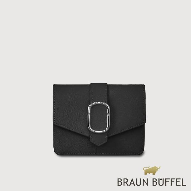 【BRAUN BUFFEL 德國小金牛】台灣總代理 瑟魯爾-A 3卡兩折短夾-黑色(BF845-403-BK)