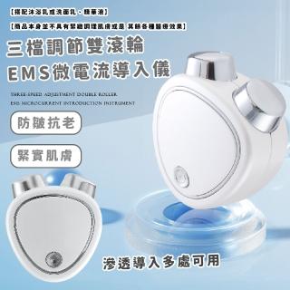 【仙女美顏】三檔調節雙滾輪EMS微電流匯入儀(USB 美容儀 美顏儀 按摩儀 母親節 V臉 面部護理 震動按摩)