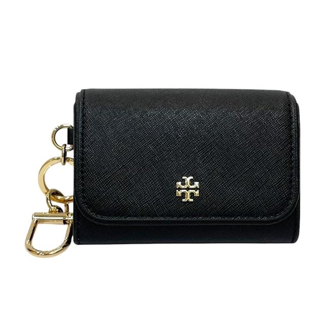 【TORY BURCH】Emerson系列簡約黑卡夾零錢包(157146-001)