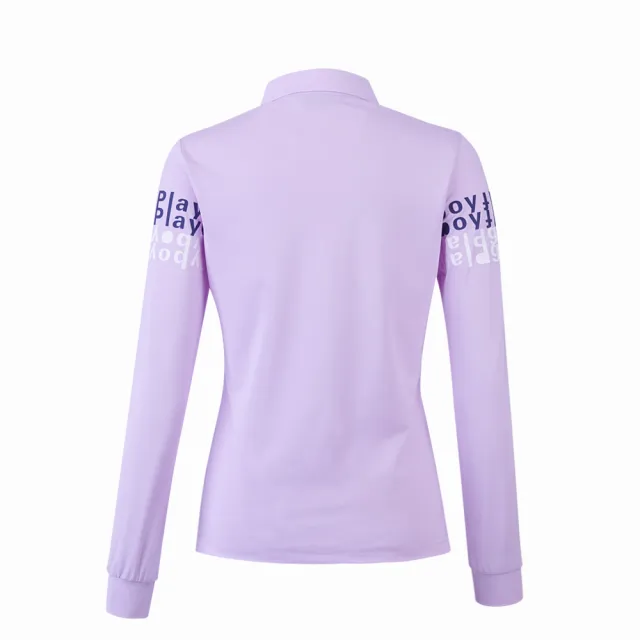 【PLAYBOY GOLF】女款LOGO印花高爾夫薄長袖POLO衫-淺紫(吸濕排汗/抗UV/GOLF/高爾夫球衫/KA24201-63)