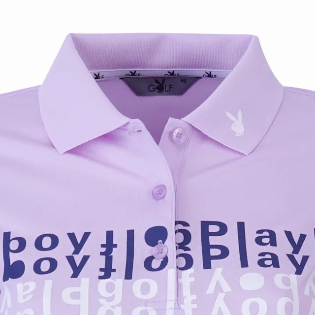 【PLAYBOY GOLF】女款LOGO印花高爾夫薄長袖POLO衫-淺紫(吸濕排汗/抗UV/GOLF/高爾夫球衫/KA24201-63)
