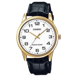 【CASIO 卡西歐】MTP-V001GL-7B 簡約設計 皮革指標錶(時尚潮流 錶徑約3.8公分)