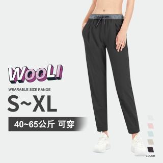【WooLi】抽繩高爾夫褲-黑色(休閒褲 運動褲 golf女裝 透氣 顯瘦 舒適 戶外 機能 訓練S-XL)