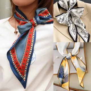 【AnnaSofia】仿絲領巾絲巾圍巾 現貨(多款任選)