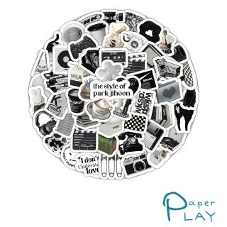 【Paper Play】創意多用途防水貼紙-INS風黑白色系物件 100枚入(防水貼紙 行李箱貼紙 手機貼紙 水壺貼紙)