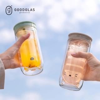 【GOODGLAS】ZOO ZOO雙層隨手玻璃杯400ml-小熊&小貓