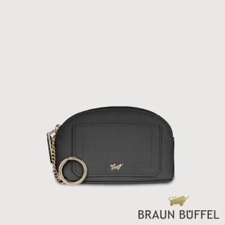 【BRAUN BUFFEL 德國小金牛】珍妮絲 拉鍊零錢包-黑色(BF840-161-BK) 送禮推薦