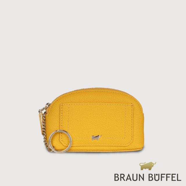 【BRAUN BUFFEL 德國小金牛】台灣總代理 珍妮絲 拉鍊零錢包-向日葵黃(BF840-161-SF)