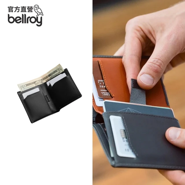 Bellroy 官方直營 Note Sleeve 真皮直式鈔票錢包 - RFID防盜(經典黑)