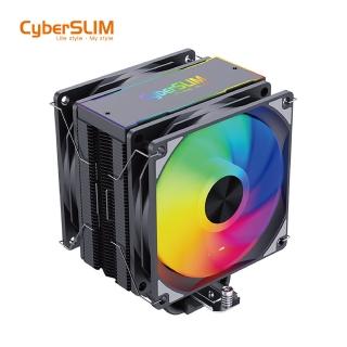 【CyberSLIM】賽鉑CS6 TURBO ARGB 6導管雙風扇 CPU 散熱器(純銅6導管 控調速)
