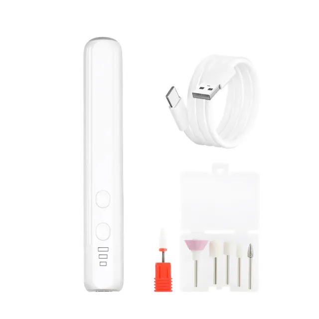 【輕鬆保養】電動美甲打磨器-附多種磨頭(USB充電式 指甲修護 美甲機 卸甲 磨甲 修甲 拋光 去死皮)