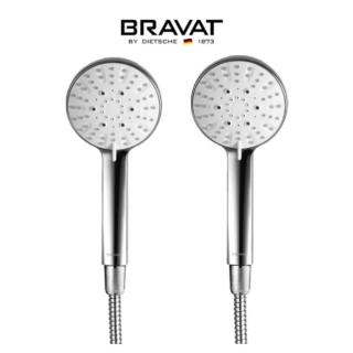 【BRAVAT】2入組 雨林三段蓮蓬頭(附不鏽鋼軟管)