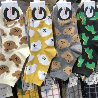 【Porabella】韓國襪 多款小熊動物笑臉中筒襪 英字襪 撞色襪 男女襪 韓國中筒襪 sock