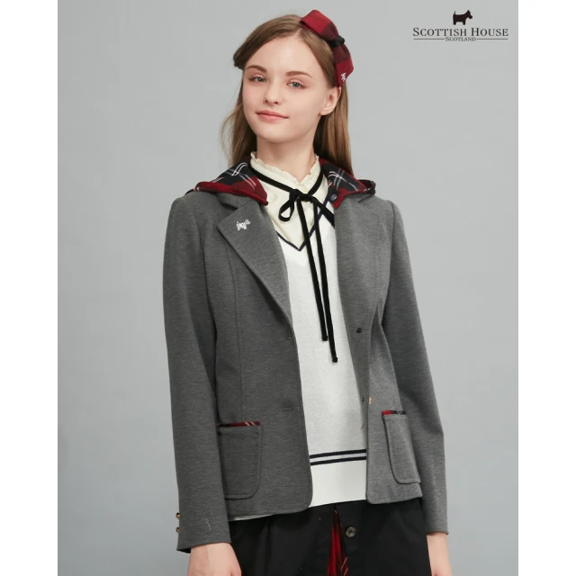 SCOTTISH HOUSE 可拆式連帽西裝外套-黑/灰 C