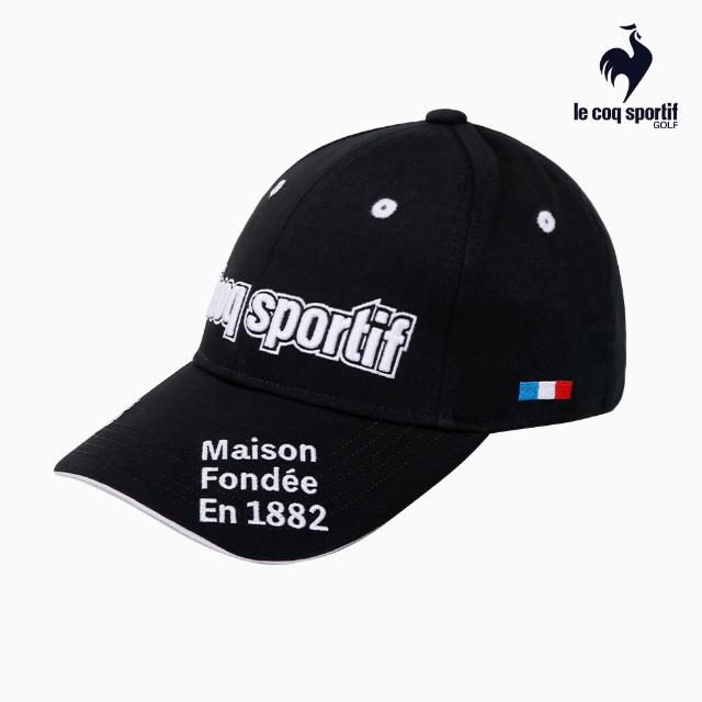【LE COQ SPORTIF 公雞】官方直營 高爾夫系列 男款黑色簡約防曬抗UV可調節棒球帽QGU0J100