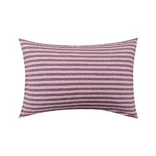 【MUJI 無印良品】棉天竺枕套/50/紫橫紋 適用尺寸:50x70cm