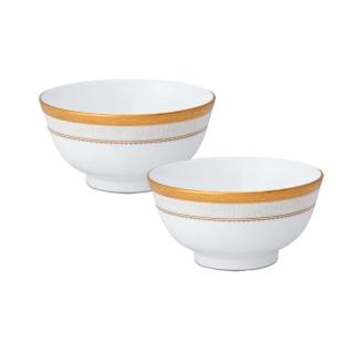 【NORITAKE】華麗年代-骨瓷金/銀邊16CM麵碗2入組16CM(精選好禮款)