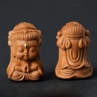 【MoonDy】觀世音菩薩 手串配飾 觀音佛像 可愛卡通 吊墜 檀香 木雕 守護神 護身符 招財納福 保平安 禮物