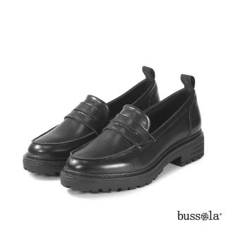 【bussola】AREZZO 優雅簡約小牛皮輕量樂福鞋(黑色)