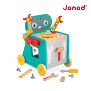 【法國Janod】小木匠創意玩-機器人手推車(推車玩具 家家酒 角色扮演)