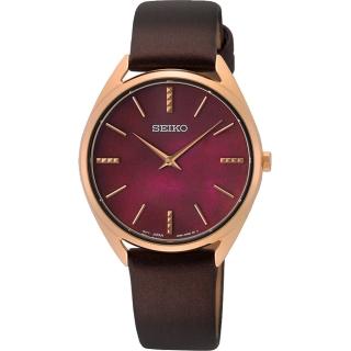 【SEIKO 精工】CS 雲霞紅珍珠貝女錶/32mm(SWR082P1 / 4N30-00J0R)