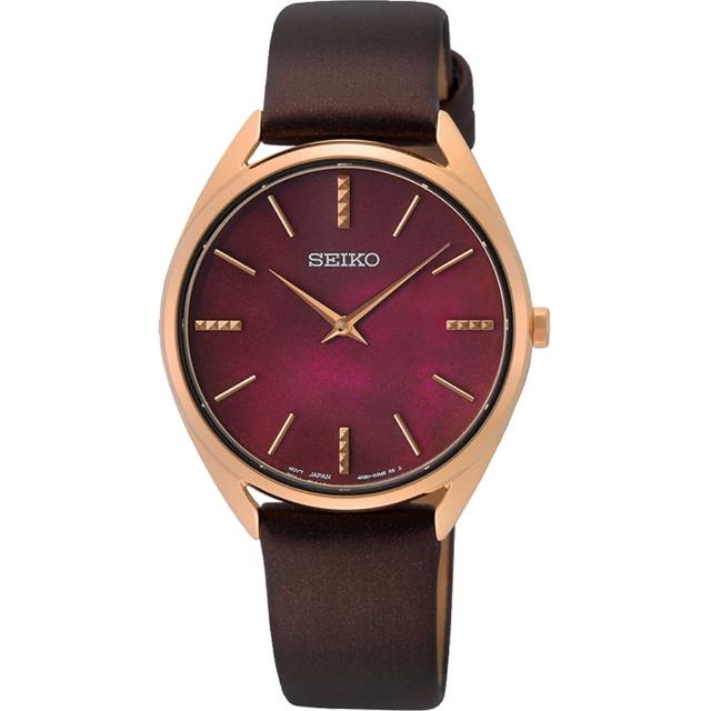 【SEIKO 精工】CS 雲霞紅珍珠貝女錶/32mm(SWR082P1 / 4N30-00J0R)