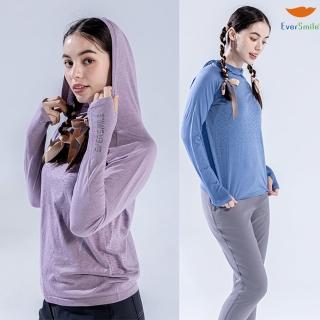【EverSmile 幸福臺灣】女吸排無縫羊毛石墨烯帽T(保暖均溫、抑菌消臭、無縫、抗靜電、輕薄、環境友善布料)