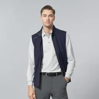 【pierre cardin 皮爾卡登】休閒服飾 男款 休閒素色背心-深藍色(5245363-38)