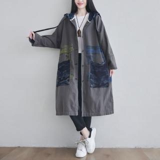 【巴黎精品】現貨+預購 風衣外套民族風大衣(大碼做舊個性連帽女外套3色a1iq1)