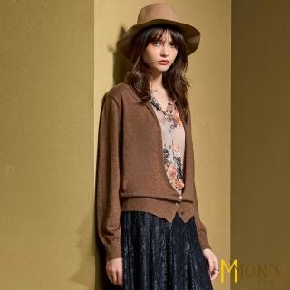 【MON’S】羊毛精紡假兩件印花拼接針織上衣
