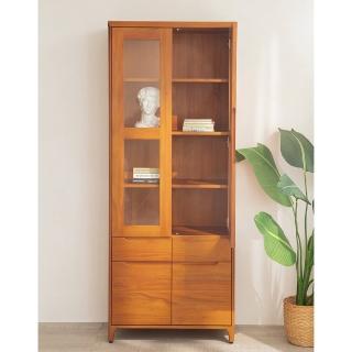 【Mahogany 瑪荷尼傢俱】全原木 桃花心木 誠品2.6尺有門書櫃B(收納櫃、有門書櫃)
