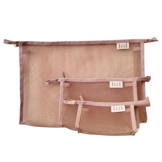 【liil 理理】超輕量三角網紗收納袋 拿鐵奶 3入組(物品袋 工具袋 分類袋 資料袋 文件袋)